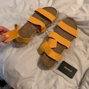 Brand new yellow espadrille sandals